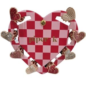 💕🔹️Piper K 🔹️Heart Hair Mini  Metal Clips Set Of 8